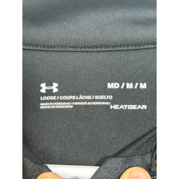 Under Armour Quarter Zip Pullover Medium Black Dry Fit Workout Gym Running - Picture 6 of 7